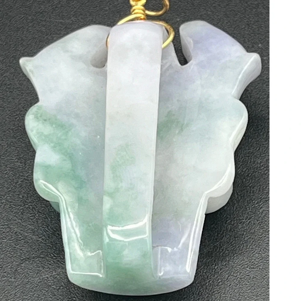 Hand Carved Burmese Jadeite Belt Buckle Lavender & Green Pixiu pendant Protector